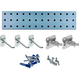 Silver Tool Pegboard Kit with 1 18" x 4.5" Steel Square Hole Pegboard & 5 pc LocHooks