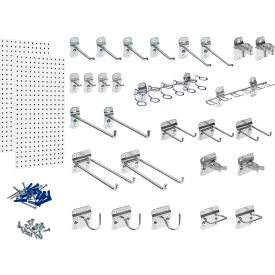 18 Gauge White Steel Square Hole Pegboard with 28 pc LocHook Assortment