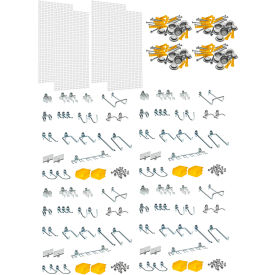 Ploypropylene Pegboard Kit with 96 DuraHooks and 8 Bins, 24" x 48" x 1/4", White