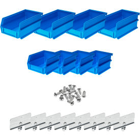 Poly Blue Hanging Bin & BinClip Kits, 4 Small & 4 Medium Bins