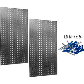 24"W x 42-1/2"H Stainless Steel Square Hole Pegboards with Mounting Hardware