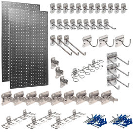 24"W x 421/2"H Stainless Square Hole Pegboards w/, 45 pc Stainless Steel LocHooks