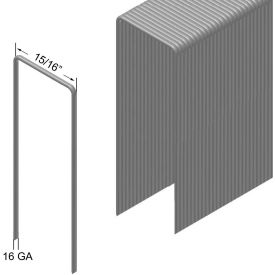 16GA 15/16" Crown 3/4" Length Galv. Steel Wide Crown Staple - Pkg 10000