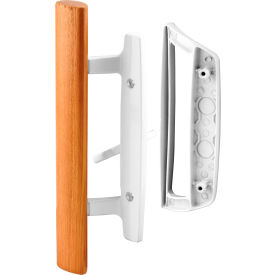 Sliding Door Handle Set, Wood Handle, White Diecast