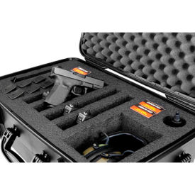Quick Fire Pistol Case Watertight, 4 Pistol Capacity, 20-1/8"x16-1/8"x10-1/8" Black