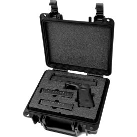Quick Fire Pistol Case With Glock Inserts & Lock, Watertight, 10-11/16x9-3/4x4-13/16 Black