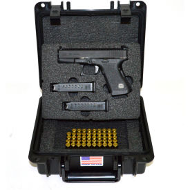 Quick Fire Pistol Case With Glock Inserts & Lock, Watertight, 10-11/16x9-3/4x4-13/16 Black