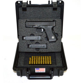 Quick Fire Pistol Case With Glock Inserts, Watertight, Black, 10-11/16"x9-3/4"x4-13/16"