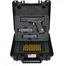 Quick Fire Pistol Case With Glock Inserts & Lock, Watertight, 10-11/16x9-3/4x4-13/16, Black