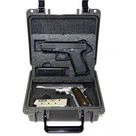 Quick Fire Multifit Dual Pistol Case Watertight, 10-11/16"x9-3/4"x4-13/16" Gray