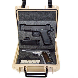 Multifit Dual Pistol Case Watertight, 10-11/16"x9-3/4"x4-13/16" Tan