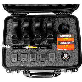 Quick Fire Multifit Pistol Case Watertight, 4 Gun Capacity, 15"x12-1/8"x12-1/8" Black