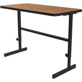 Adjustable Standing Height Workstation - 48"L x 24"W - Medium Oak