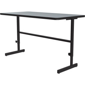 Adjustable Standing Height Workstation - 60"L x 24"W x 34" to 42" - Gray Granite