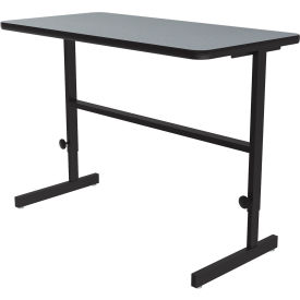Adjustable Standing Height Workstation - 48"L x 24"W x 34" to 42" - Gray Granite