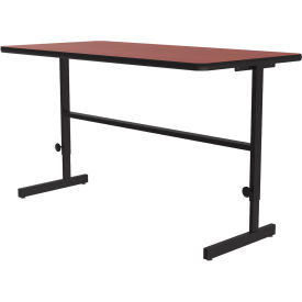 Adjustable Standing Height Workstation - 60"L x 24"W x 34" to 42" - Cherry