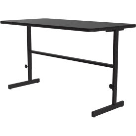 Adjustable Standing Height Workstation - 60"L x 24"W x 34" to 42" - Black Granite