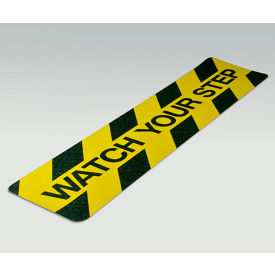 Gator Grip Cleat, Watch Your Step, Yellow/Black, 6"W x 24"L, 10/Pkg.