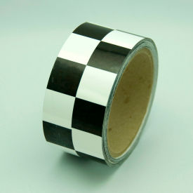 Hazard Marking Tape, Black/White Checker, 2"W x 54'L Roll