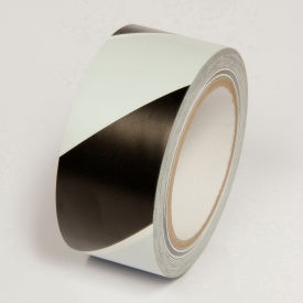 Hazard Marking Tape, Black/White Stripes, 2"W x 108'L Roll