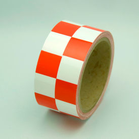 Hazard Marking Tape, Red/White Checker, 2"W x 54'L Roll