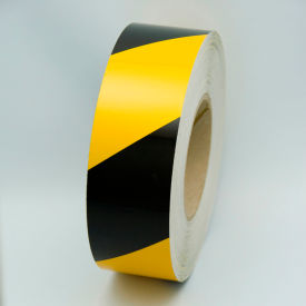 Reflective Marking Tape, Yellow/Black, 2"W x 150'L Roll