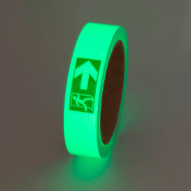 Safety Glow Photoluminescent Tape, Exit Right, 1"W x 30'L Roll