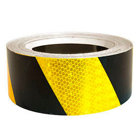 Reflective Tape, Yellow/Black, 2"W x 30'L Roll
