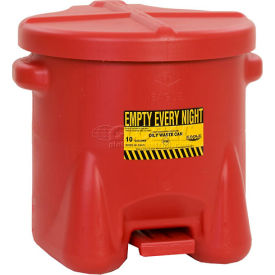 10 Gallon Poly Waste Can W/ Foot Lever, Red