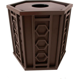 UltraSite Huntington Receptacle 36 Gallon 51-HXFT w/Flat Lid - Brown