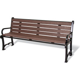 Charleston 72" Recycled Plastic Plank Bench, Brown