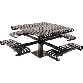 46" Kensington Square Slat Picnic Table, Surface Mount, Black