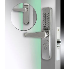 Mech Narrow Stile Latch Lockset, Key Cyl Locks, Code Free/Passage, Stainless Steel