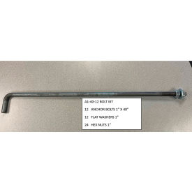 Anchor Bolt Kit, 12 Bolts, 1"Dia. x 40"L