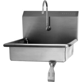 Wall Mount Sink With Single Knee Pedal Valve, Low-Flow 0.5 GPM