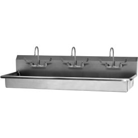 5A3F-0.5 3-Person ADA Compliant Wall Mount Wash Station With Faucets, Low-Flow 0.5 GPM