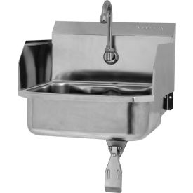 607L Wall Mount Sink With Single Knee Pedal Valve And Side Splash Guards