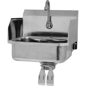 Wall Mount Sink, Double Knee Pedal Valve And Side Splash Guards