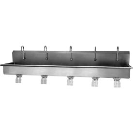 5-Person Wall Mount Wash-Station With Double Knee Pedal Valves, 0.5 GPM