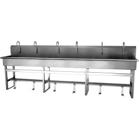6-Person Floor Mount Wash Station With Single Foot Pedal Valves