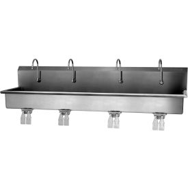 58WSL-0.5 4-Person Wall Mount Wash-Station With Double Knee Pedal Valves, 0.5 GPM