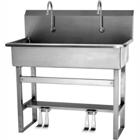 54FSL-0.5 2-Person Floor Mount Wash-Station with Double Foot Pedal Valves, 0.5 GPM