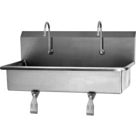2-Person Wall Mount Wash Station With Single Knee Pedal Valves, 0.5 GPM