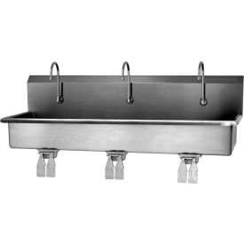 56WSL-0.5 3-Person Wall Mount Wash-Station With Double Knee Pedal Valves, 0.5 GPM