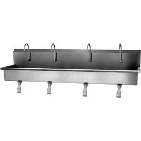 58W1 4-Person Wall Mount Wash Station With Single Knee Pedal Valves