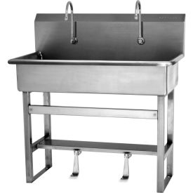 2-Person Floor Mount Wash Station with Single Foot Pedal Valves, 0.5 GPM
