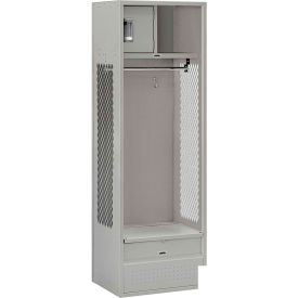 Open Front Steel Gear Locker, 24"W x 18"D x 72"H, Gray, Unassembled