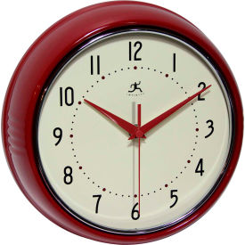 Infinity Instruments Wall Clock, Red Metal Retro