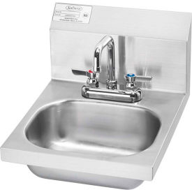 16" Wide Hand Sink With Deck Mount Faucet, Wrist Handles