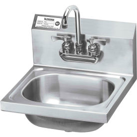 16" Wide Hand Sink With Heavy Duty Faucet, Wrist Handles